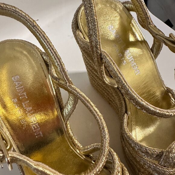 YSL Gold Wedge Braided Shoe - "Jute" - Picture 3 of 5